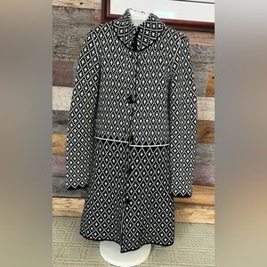 Cocogio Made In Italy Black & White Knit Coat Sweater-Size